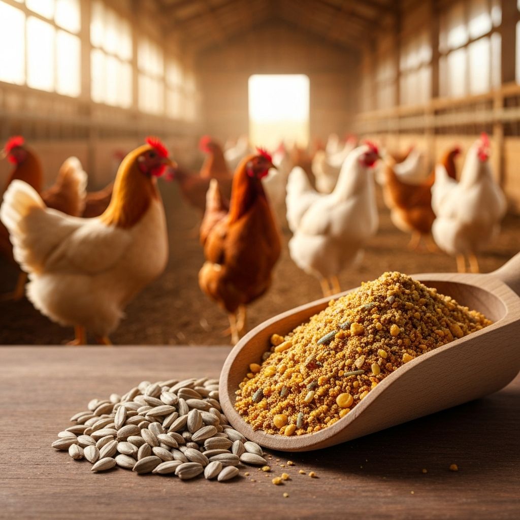 High-protein sunflower cake poultry feed